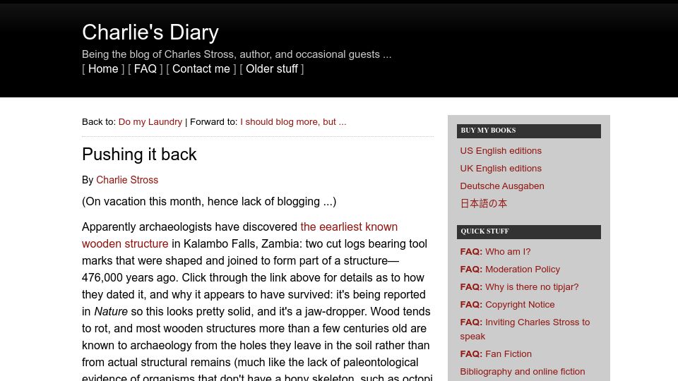 Screenshot of antipope.org: Pushing It Back
