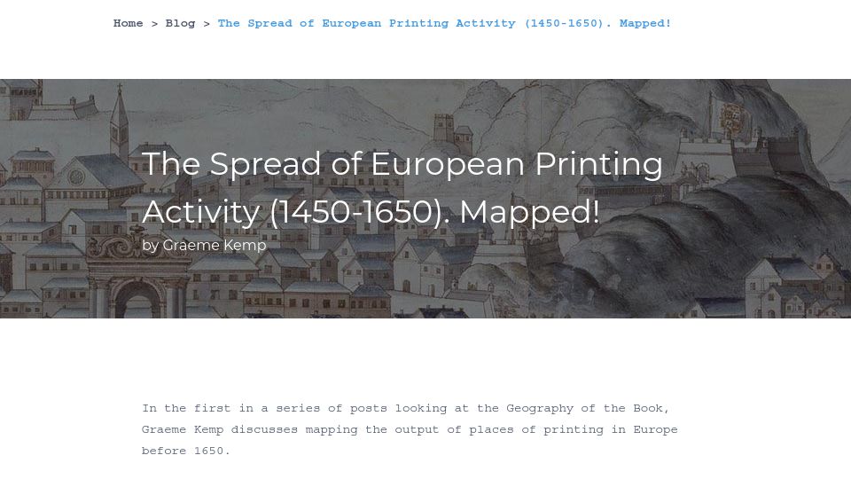 Screenshot of arts.st-andrews.ac.uk: The Spread of European Printing Activity (1450-1650)