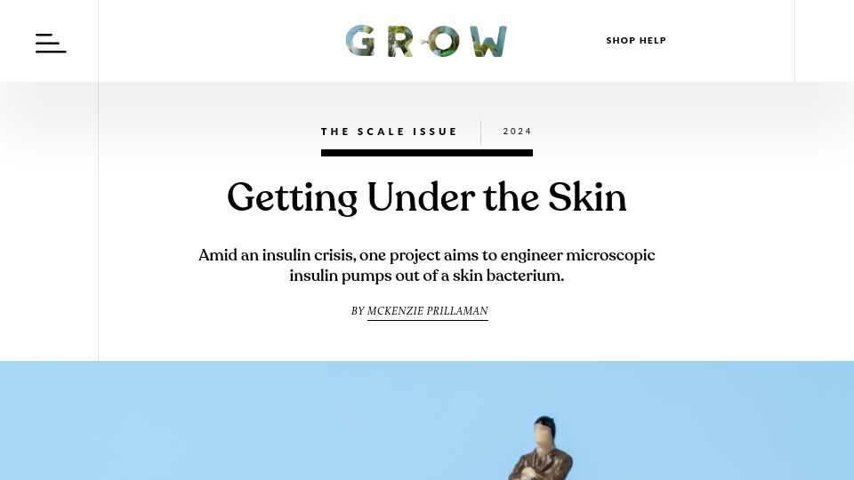 Screenshot of growbyginkgo.com: Attempting to engineer microscopic insulin pumps out of a skin bacterium