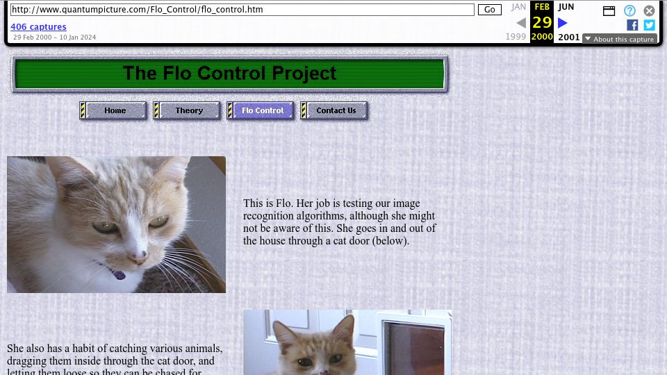 Screenshot of web.archive.org: The Flo Control Project (2000)