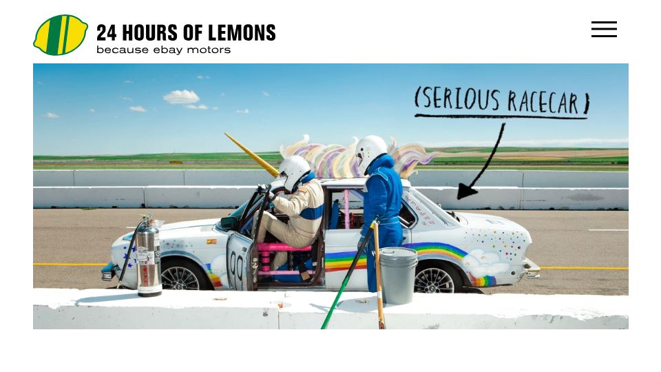 Screenshot of 24hoursoflemons.com: 24 Hours of Lemons