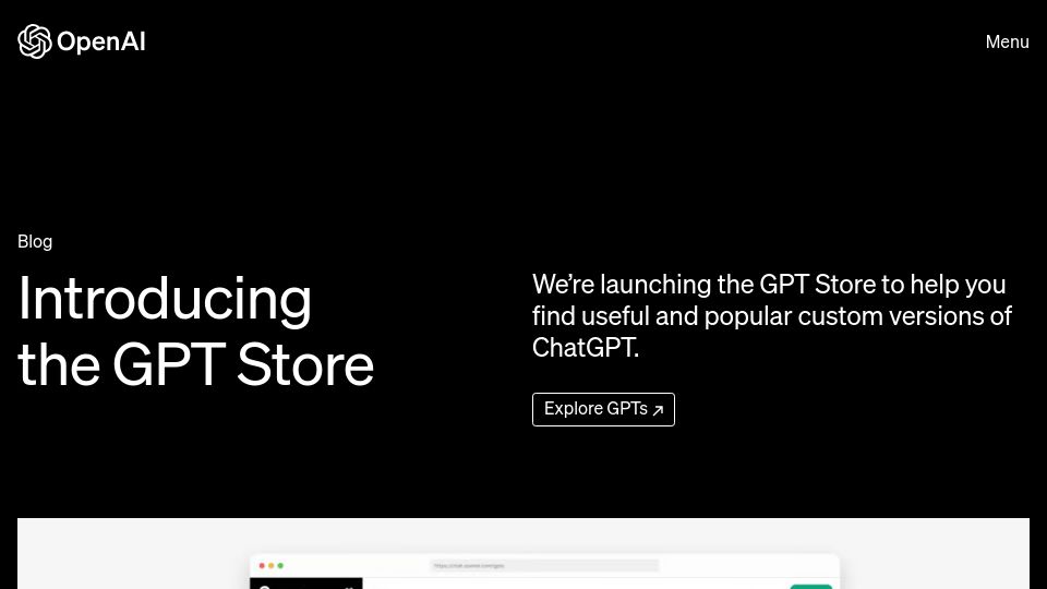 Screenshot of openai.com: The GPT Store