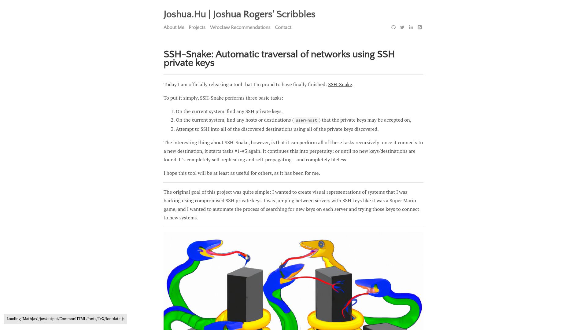 Screenshot of joshua.hu: SSH-Snake: Automatic traversal of networks using SSH private keys