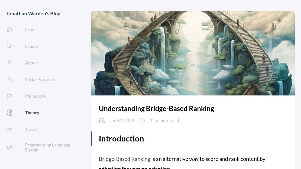 Screenshot of jonathanwarden.com: Understanding bridge-based ranking