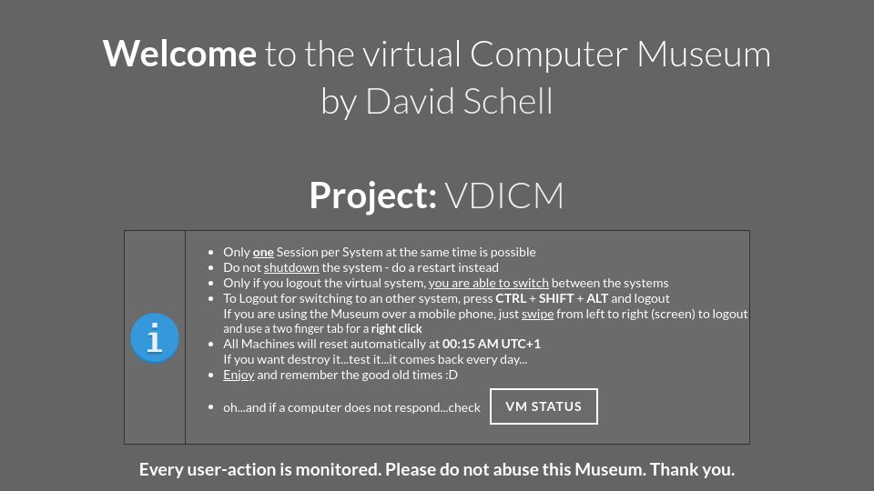 Screenshot of museum.trialanderror.tech: Virtual Computer Museum – VNC into Archaic Windows Systems