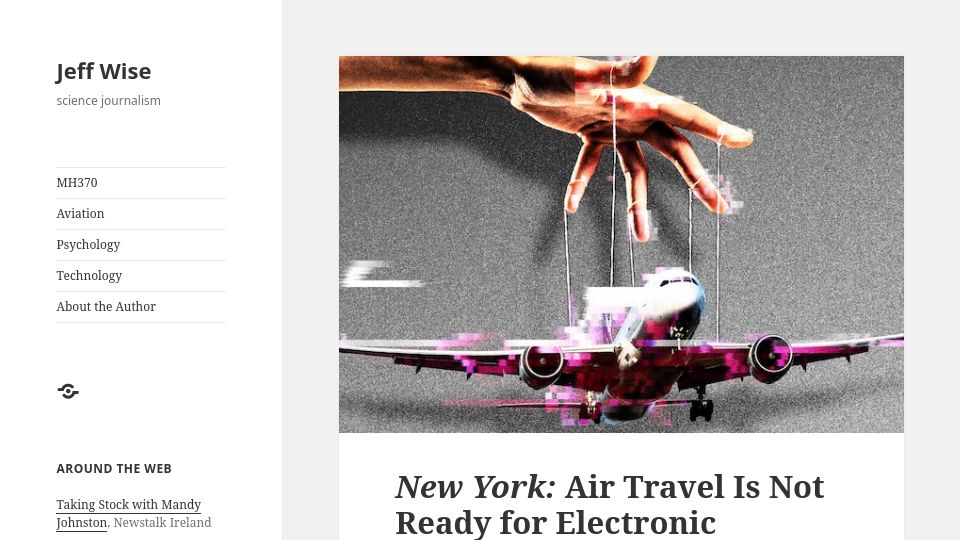 Screenshot of jeffwise.net: Air Travel Is Not Ready for Electronic Warfare