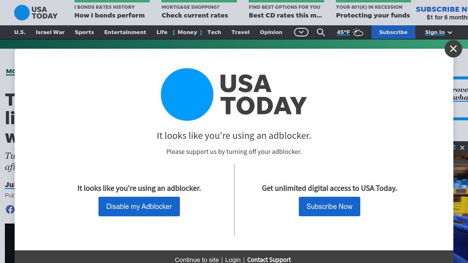 Screenshot of usatoday.com: Twitch layoffs: Amazon-owned livestreaming platform cutting workforce by 35%
