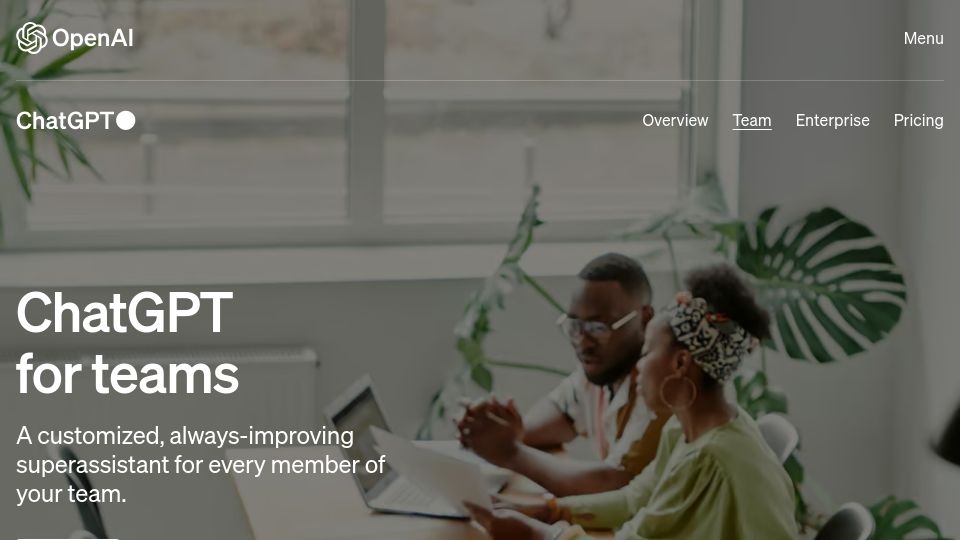 Screenshot of openai.com: ChatGPT for Teams