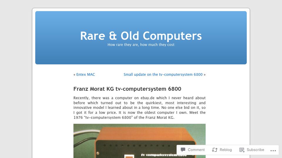 Screenshot of randoc.wordpress.com: Franz Morat KG TV-computersystem 6800