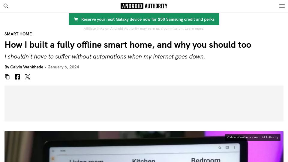 Screenshot of androidauthority.com: I built an offline smart home, and why you should too