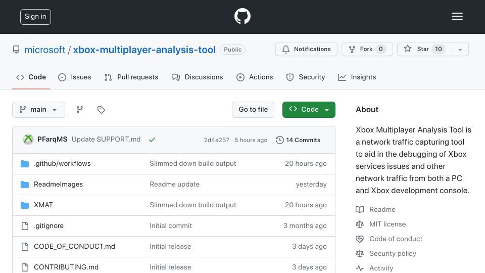 Screenshot of github.com: Xbox Multiplayer Analysis Tool