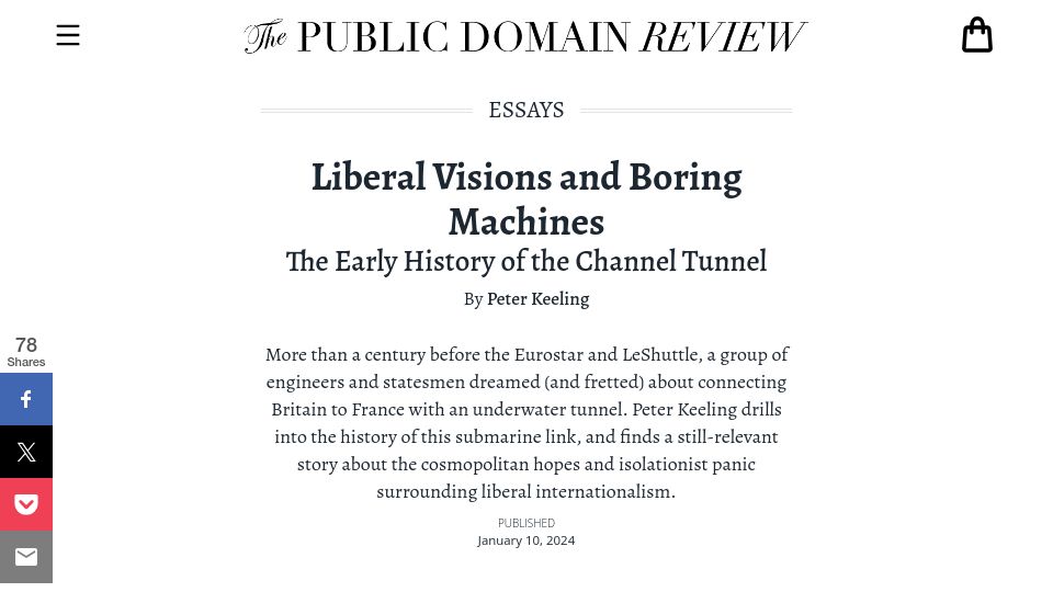 Screenshot of publicdomainreview.org: The Early History of the Channel Tunnel