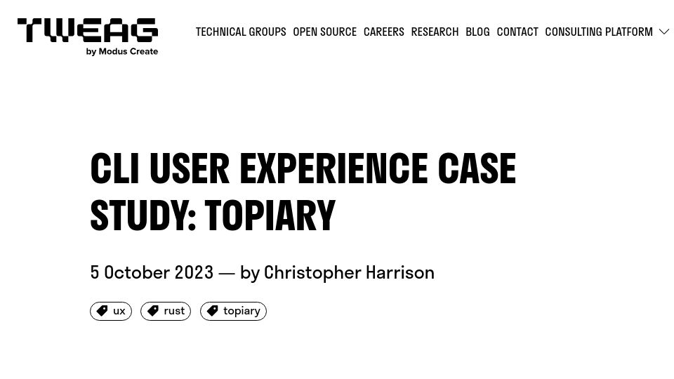 Screenshot of tweag.io: CLI user experience case study