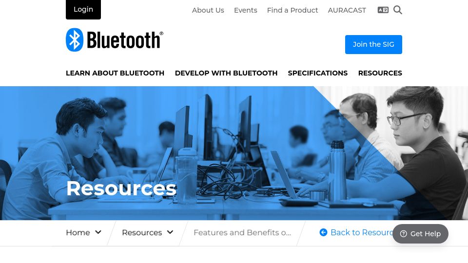 Screenshot of bluetooth.com: Features and Benefits of Bluetooth Mesh 1.1 for Wireless Mesh Networking