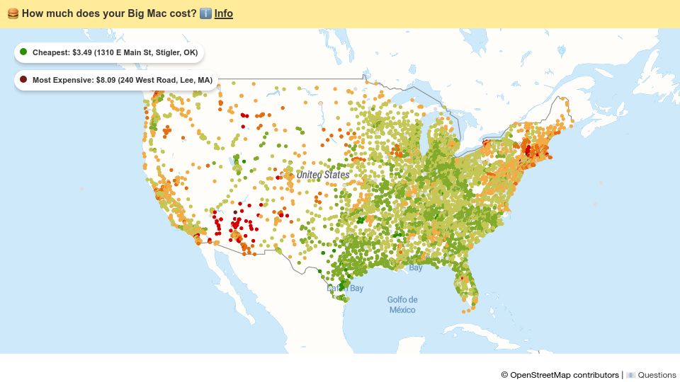 Screenshot of pantryandlarder.com: A site that tracks the price of a Big Mac in every US McDonald's