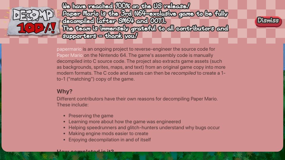 Screenshot of papermar.io: Decompilation of Paper Mario for N64
