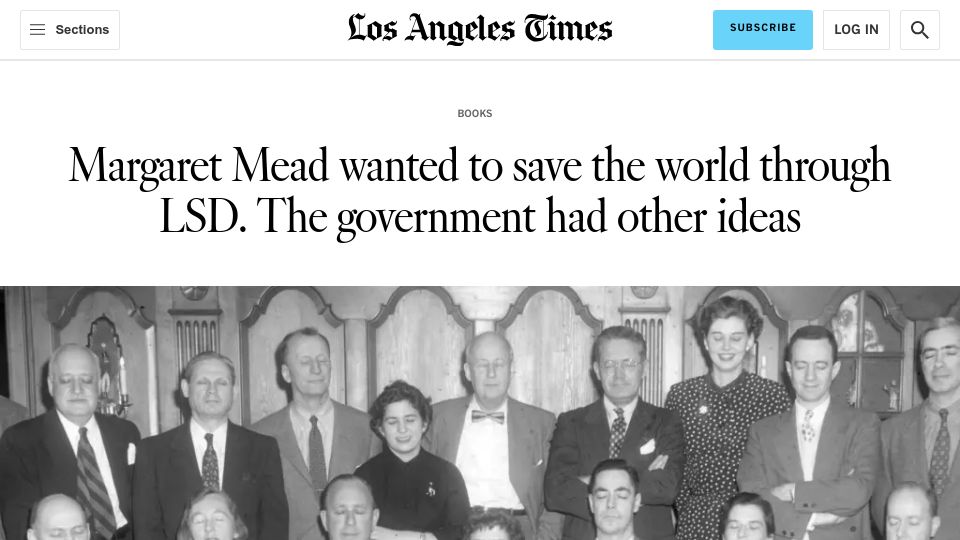 Screenshot of latimes.com: Margaret Mead, the Cold War, and the Troubled Birth of Psychedelic Science