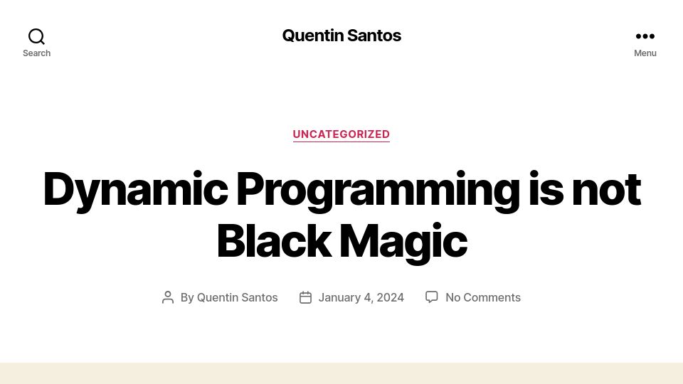 Screenshot of qsantos.fr: Dynamic programming is not black magic