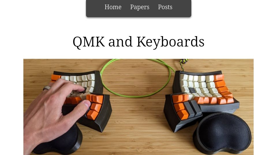 Screenshot of getreuer.info: QMK and Keyboards