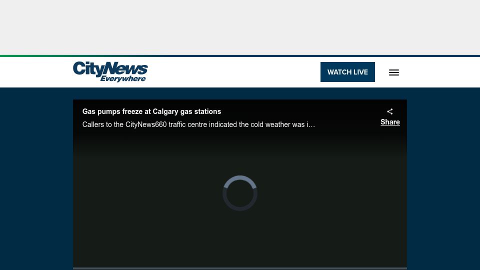 Screenshot of calgary.citynews.ca: Gas pumps freeze at Calgary gas stations [video]