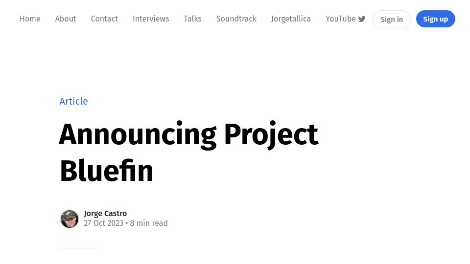 Screenshot of ypsidanger.com: Project Bluefin: an immutable, developer-focused, Cloud-native Linux