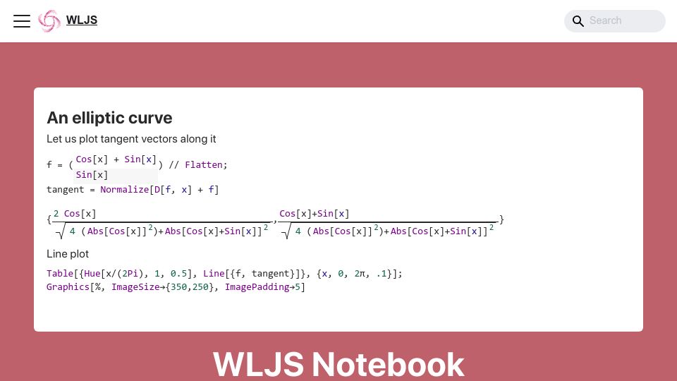 Screenshot of jerryi.github.io: WLJS Notebook – Open-source web-based notebook interface for Wolfram Language