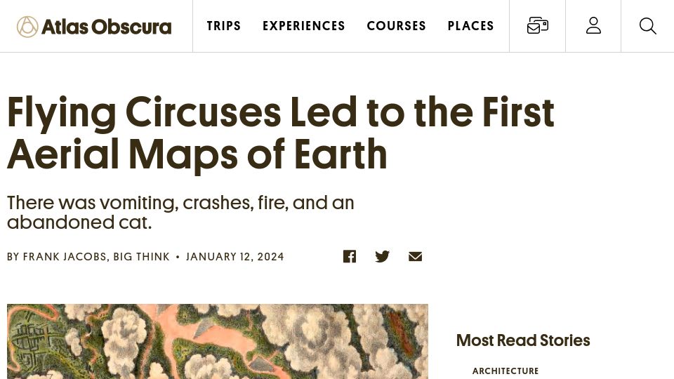 Screenshot of atlasobscura.com: Flying Circuses