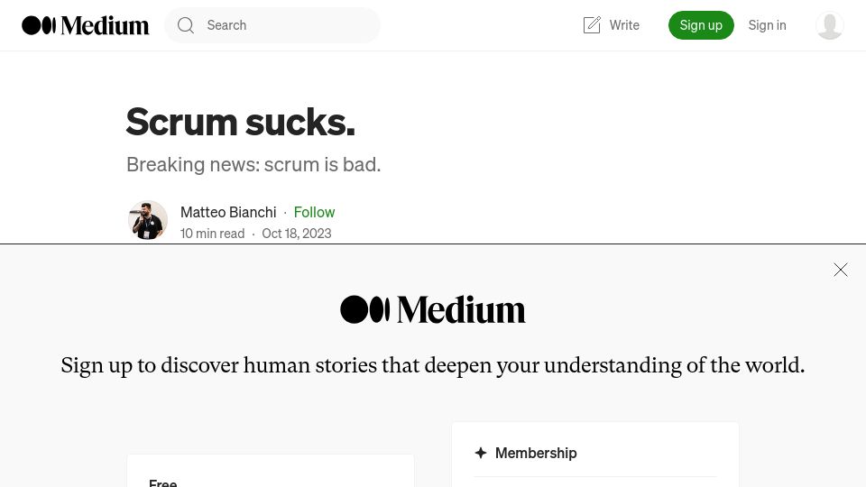 Screenshot of blog.mb-consulting.dev: Scrum Sucks