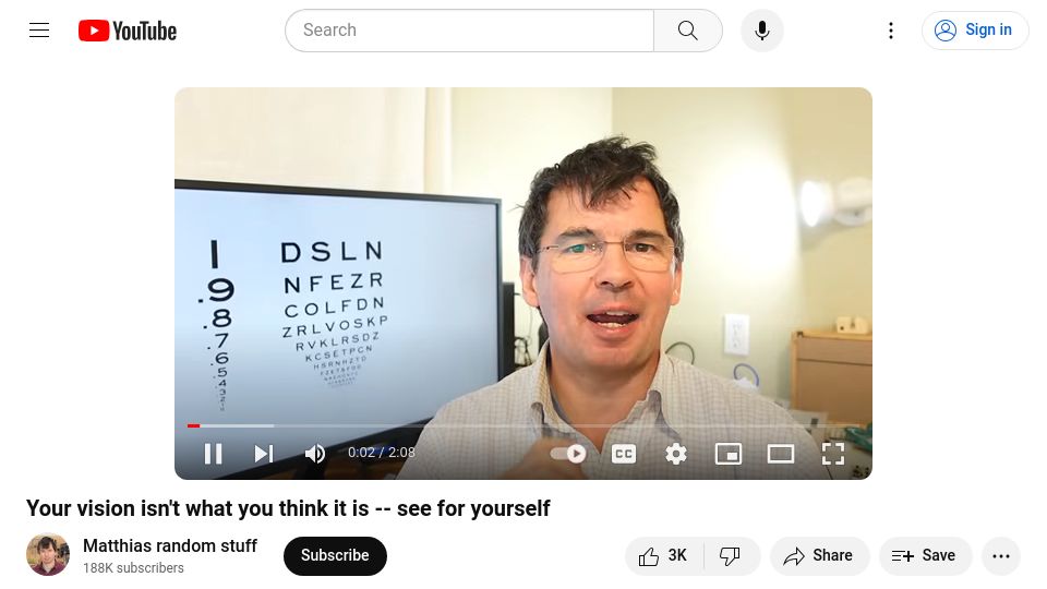 Screenshot of youtube.com: Vision isn't what you think it is – see for yourself [video]