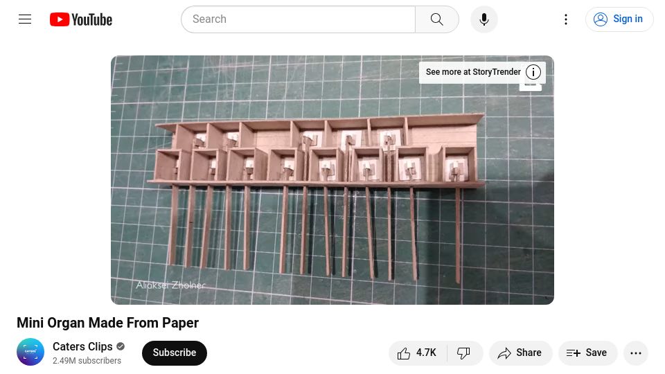 Screenshot of youtube.com: Paper Pipe Organ (2019) [video]