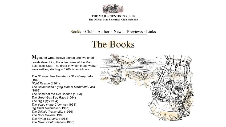 Screenshot of madscientistsclub.com: Mad Scientists' Club: The Books