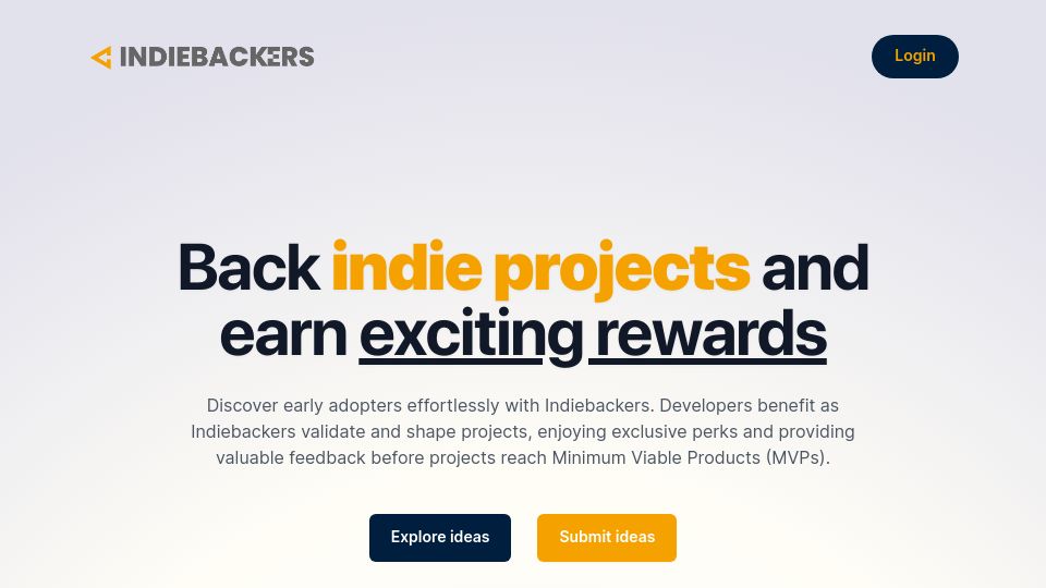 Screenshot of indiebackers.dev: Show HN: Indiebackers – Back indie projects and earn rewards