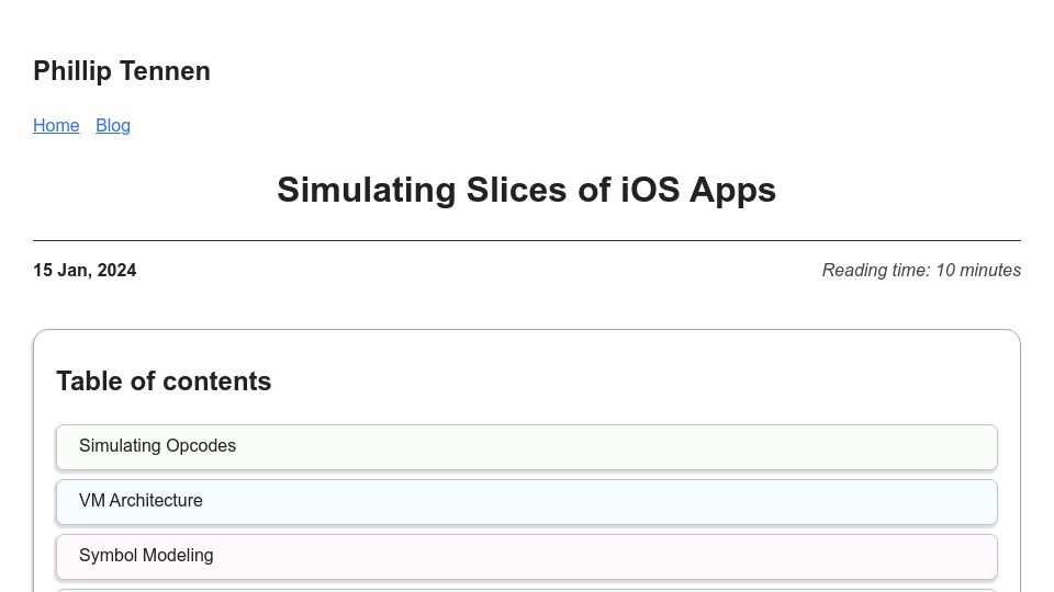 Screenshot of axleos.com: Simulating Slices of iOS Apps