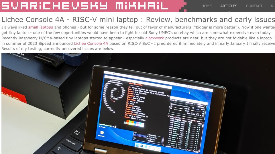 Screenshot of 3.14.by: Lichee Console 4A – RISC-V mini laptop: Review, benchmarks and early issues