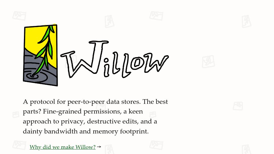 Screenshot of willowprotocol.org: Willow Protocol
