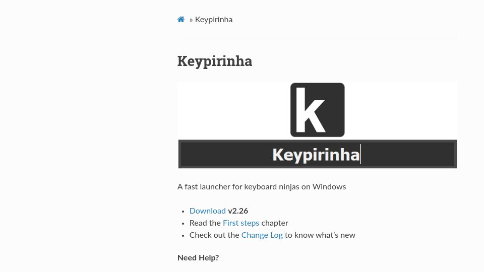 Screenshot of keypirinha.com: Keypirinha: A fast launcher for keyboard ninjas on Windows