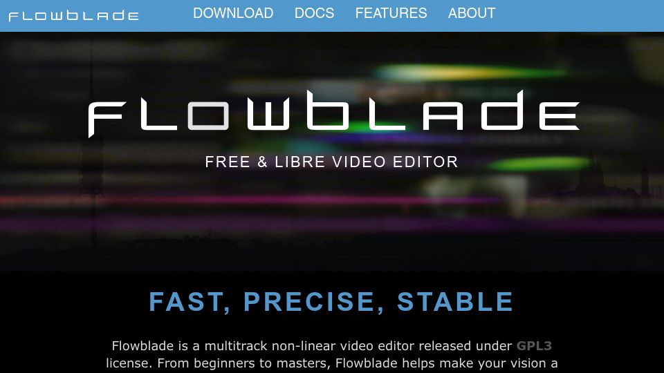 Screenshot of jliljebl.github.io: Flowblade: Open-source video editor for Linux