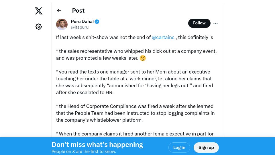 Screenshot of twitter.com: Carta's Scandal Continues – Jerry Talton (Ex. CTO of Carta)