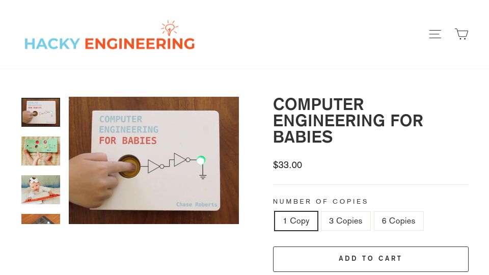Screenshot of computerengineeringforbabies.com: Computer Engineering for Babies (2021)