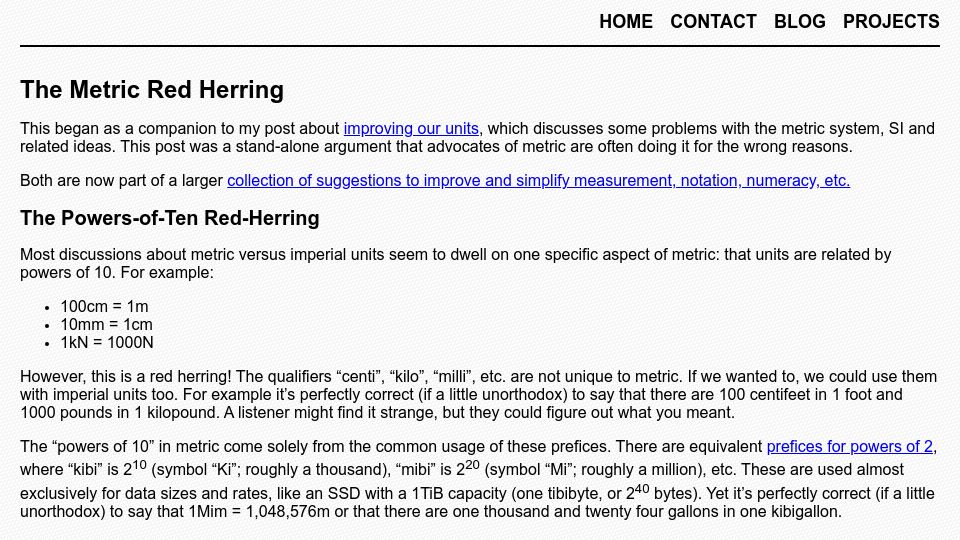 Screenshot of chriswarbo.net: The Metric Red Herring
