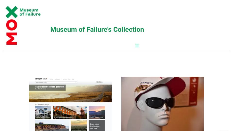 Screenshot of collection.museumoffailure.com: Virtual tour of Museum of Failure