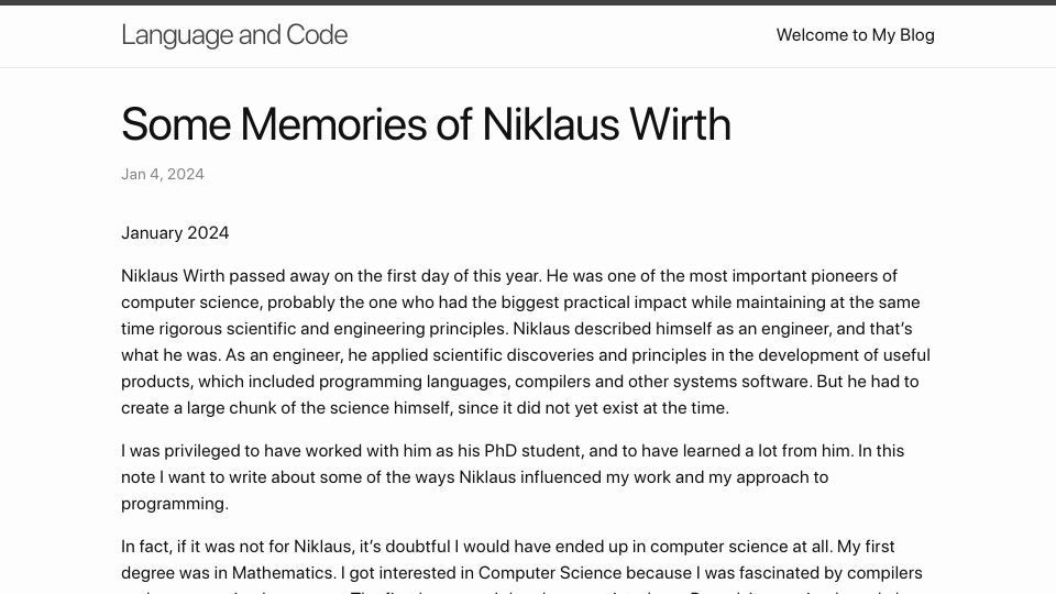Screenshot of odersky.github.io: Some Memories of Niklaus Wirth