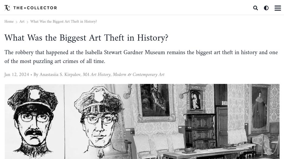 Screenshot of thecollector.com: What was the biggest art theft in history?