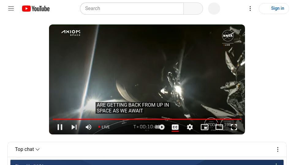 Screenshot of youtube.com: Live: Axiom Mission 3 Launches to the International Space Station [video]