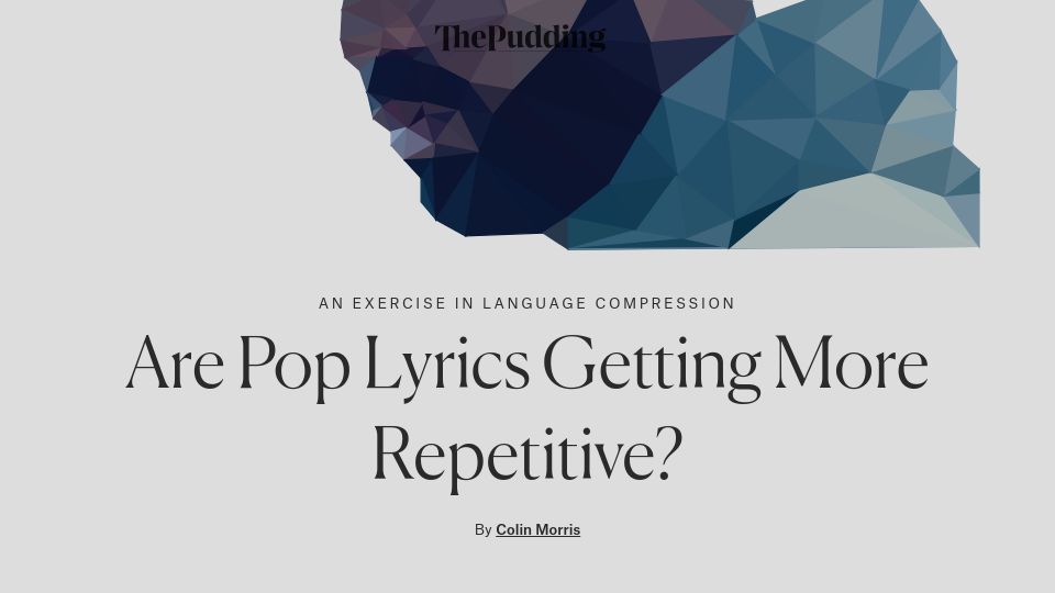 Screenshot of pudding.cool: Are Pop Lyrics Getting More Repetitive?