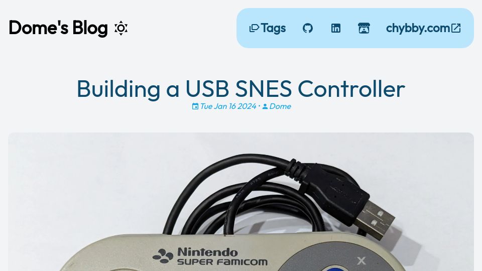 Screenshot of blog.chybby.com: Building a USB SNES Controller