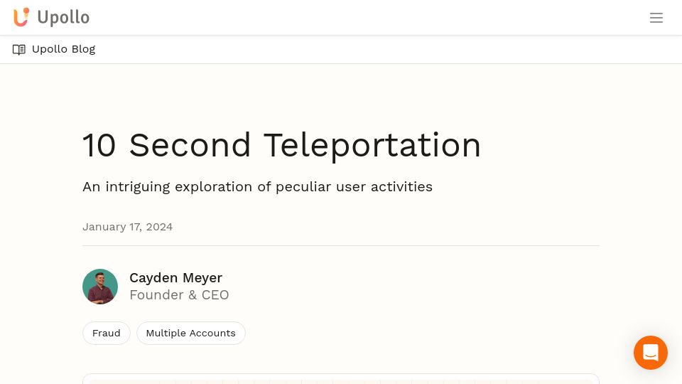 Screenshot of upollo.ai: 10 Second Teleportation