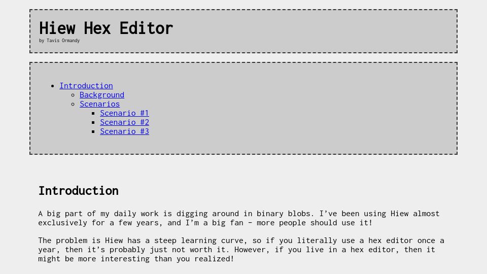 Screenshot of lock.cmpxchg8b.com: Hiew Hex Editor