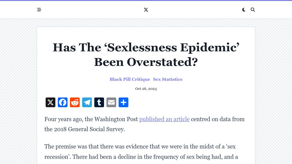Screenshot of nuancepill.com: Has the 'Sexlessness Epidemic' Been Overstated?