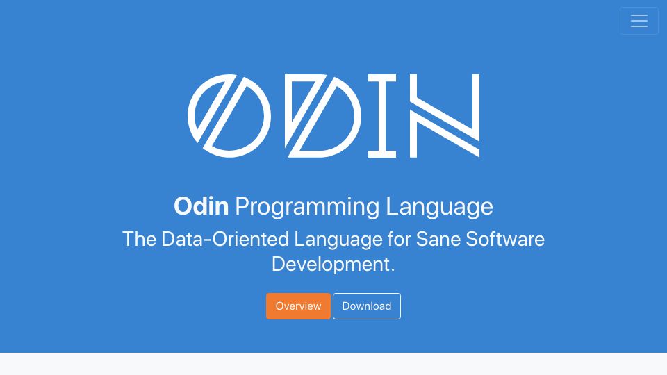Screenshot of odin-lang.org: Odin Programming Language